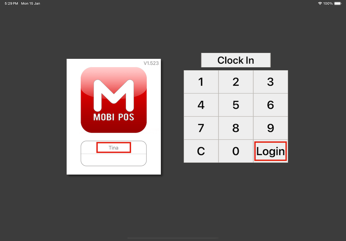 mobi-pos login page