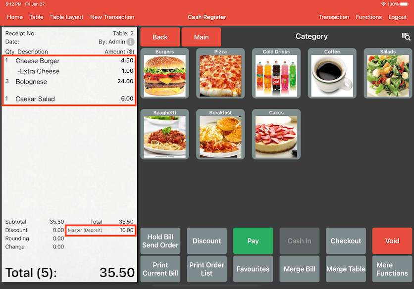 mobipos add items to bill