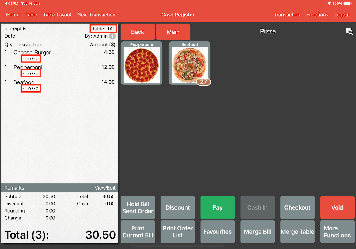 mobi-post demo for takeaway table