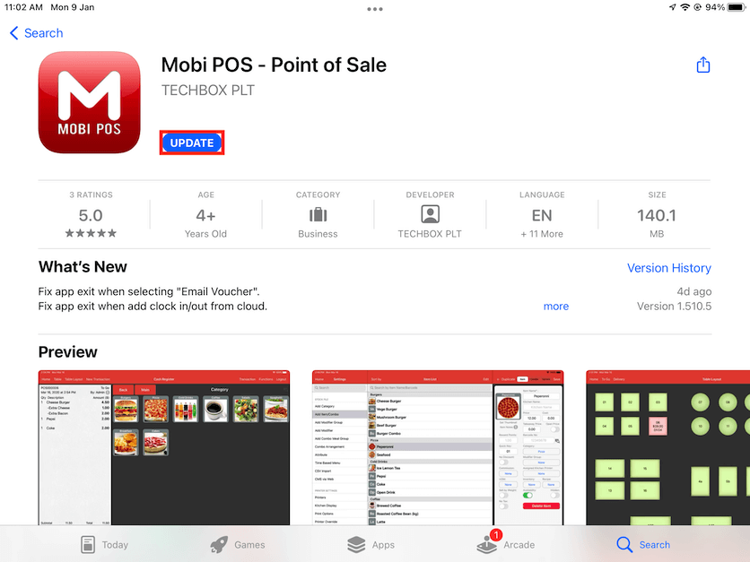 mobipos click to update app